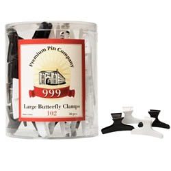 Premium Pin Company 999 Large Black & White Butterfly Clamps - 102