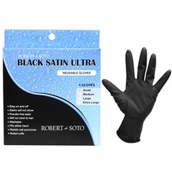 Robert de Soto Black Satin Ultra Reusable Gloves Small 4pk