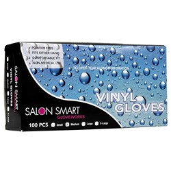 Salon Smart Vinyl Gloves Black Medium 100pk