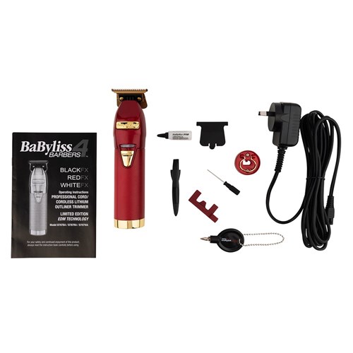 BaBylissPRO RedFX Skeleton Lithium Hair Trimmer with accessories