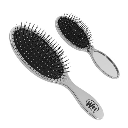 WetBrush Detangler and Mini Pop Fold Set Silver