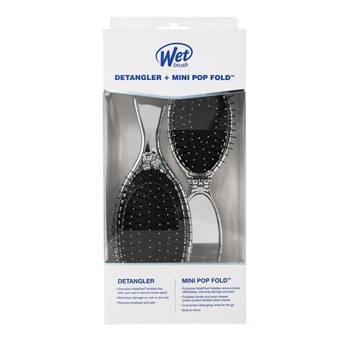 WetBrush Detangler and Mini Pop Fold Set Silver