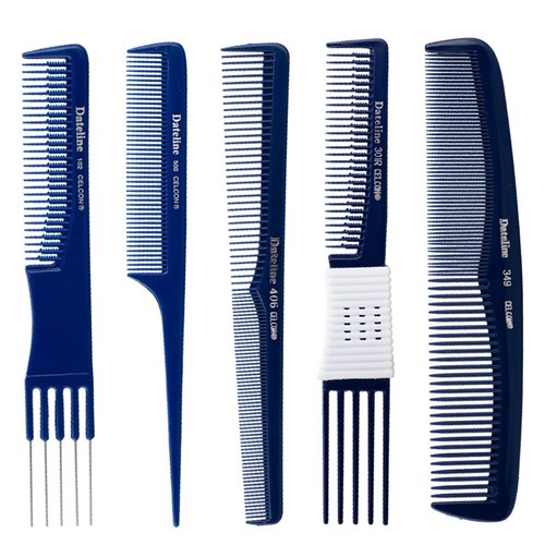 Dateline Professional Blue Celcon 501 Fine Plastic Tail Comb - 20cm