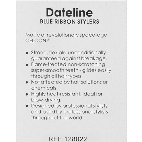 Dateline Professional Blue Celcon MKIIR Metal Teasing Comb - 19cm