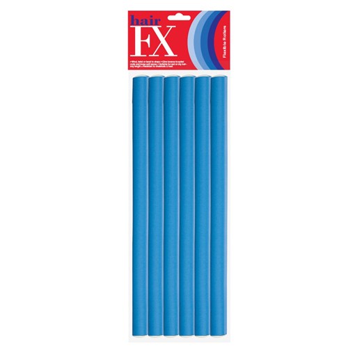 Hair FX Long Flexible Hair Rollers - Blue, 12pk