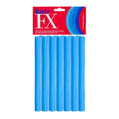 Hair FX Medium Flexible Rollers - Blue, 12pk