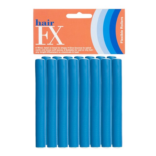 Hair FX Short Flexible Rollers - Blue, 12pk