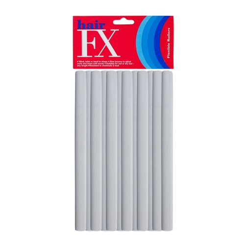 Hair FX Long Flexible Rollers - Grey, 12pk