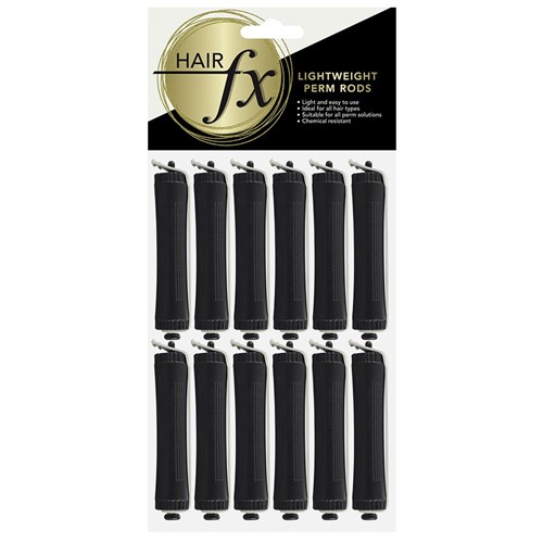 Hair FX Lightweight Perm Rods, 12pk - Black