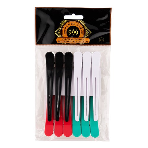 Premium Pin Company 999 Coloured Nylon Aluminium Sectioning Hair Clips, 12pk