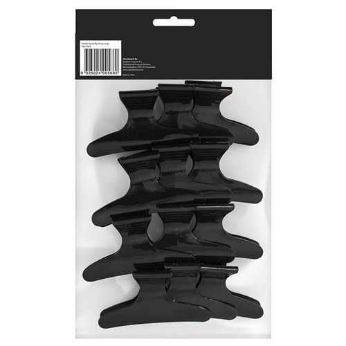 Dateline Black Butterfly Hair Clips, Large 12pk