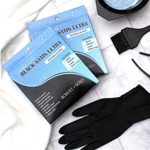 Robert de Soto Black Satin Ultra Reusable Gloves Small 4pk