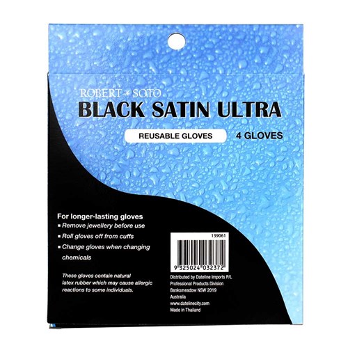 Robert de Soto Black Satin Ultra Reusable Gloves Medium 4pk