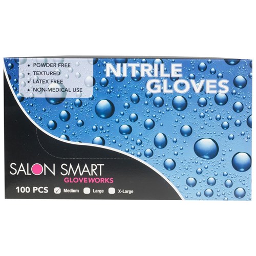 Salon Smart Gloveworks Black Nitrile Gloves, Medium 100pk