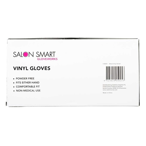 Salon Smart Vinyl Gloves Black Small 100pk