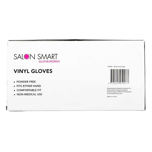 Salon Smart Vinyl Gloves Black Large 100pk