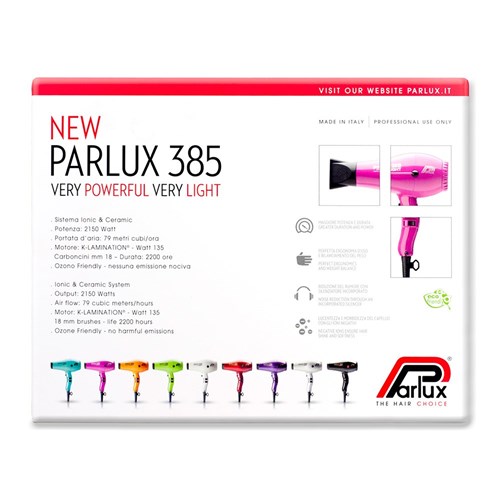 Parlux 385 Power Light Ceramic Ionic Hair Dryer Red