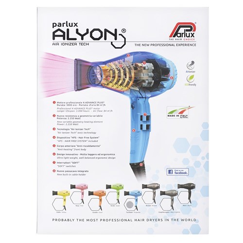 Parlux Alyon Air Ionizer Tech Hair Dryer Blue