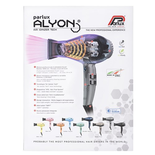 Parlux Alyon Air Ionizer Tech Hair Dryer Graphite