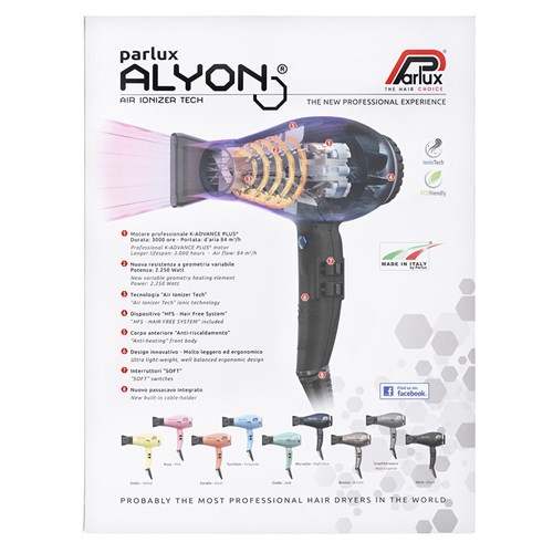 Parlux Alyon Air Ionizer Tech Hair Dryer Black