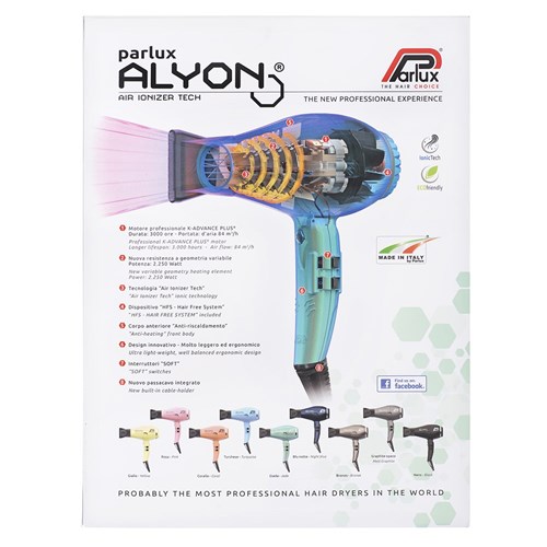 Parlux Alyon Air Ionizer Tech Hair Dryer Jade