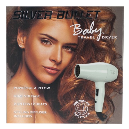 Silver Bullet Baby Travel Hair Dryer White